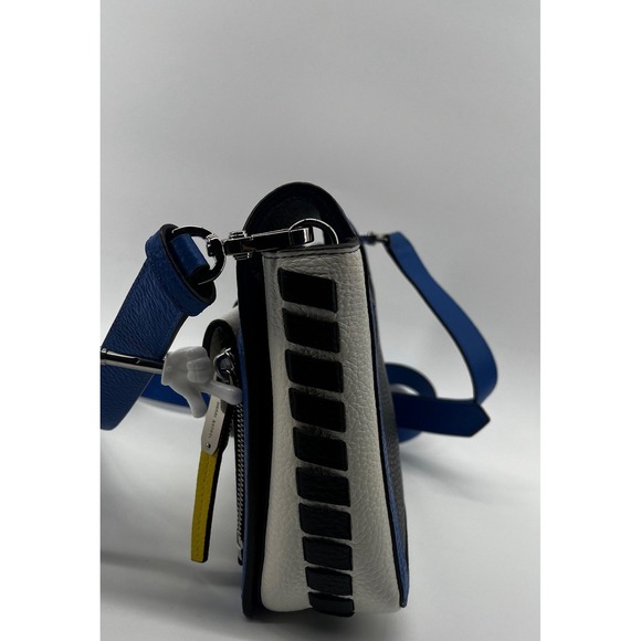 Henri‎ Bendel Rivington Flap Shoulder Bag Colorblock Black / Blue / White - Picture 6 of 13